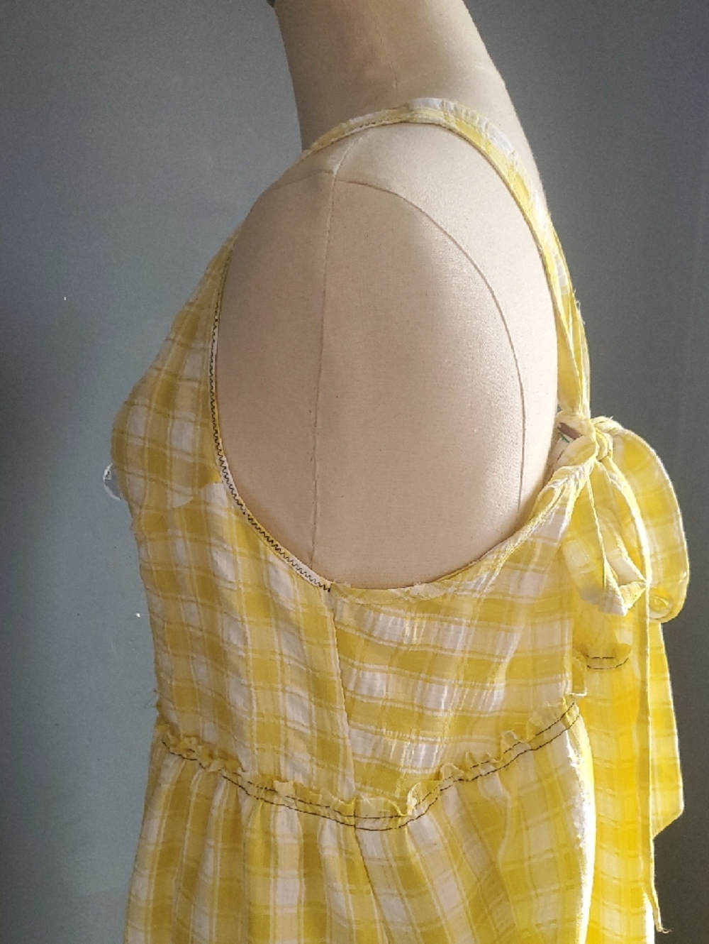 Free People Yellow Gingham Tiered V-Neck Maxi Dress - Picture 9 of 14